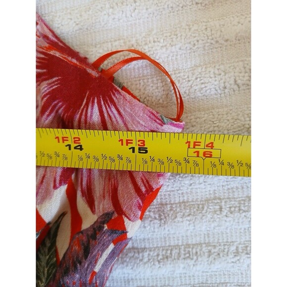 Miss Me Womens Maxi Dress Small Red Tropical Sleeveless V-Neck Hawaii Beachy - Picture 15 of 16